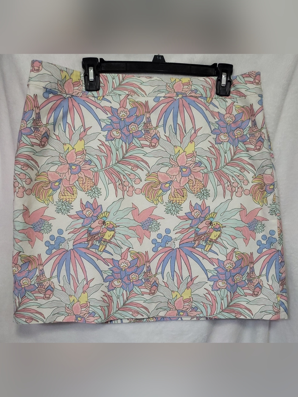 Talbots Skirt Womens 14P  Pastel Floral Jungle Parrot Tropical Straight